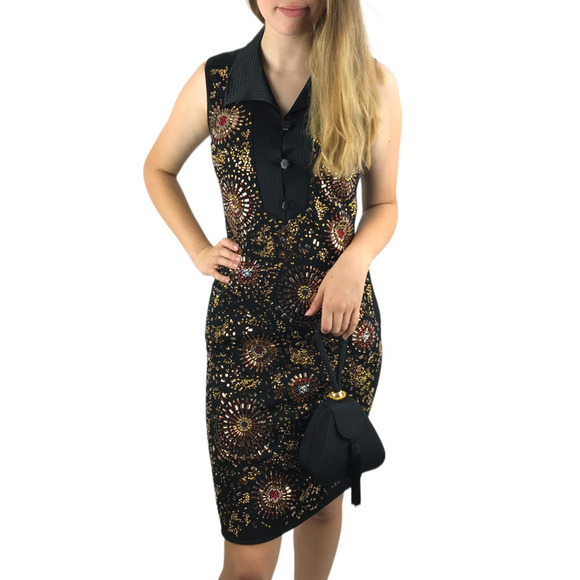 New with tags LIBERTINE BILL BLASS one of a kind couture beaded pencil dress - Picture 8 of 17